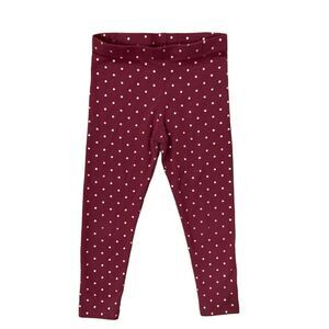 The Chlldren’s Place Girl’s Burgundy Gold Polka Dot Pull-On Full Leggings XS 4